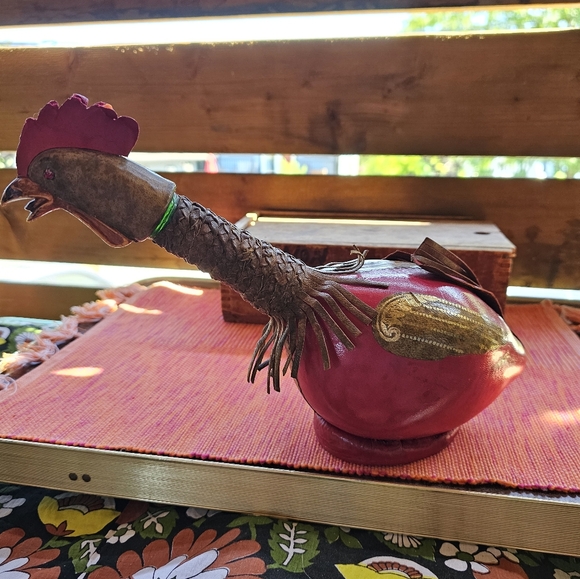 Vintage Italian Leather Rooster Decanter - Picture 4 of 6